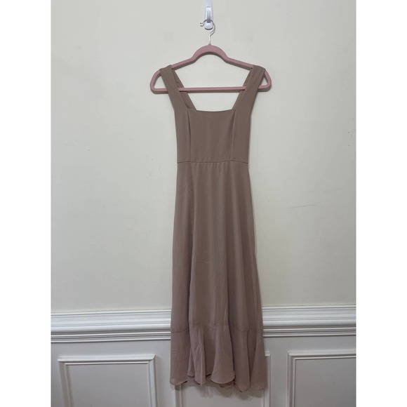 Show Me Your Mumu Claire Midi Dress Soft Beige Chiffon Size Medium Boho Lined - Picture 5 of 8